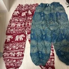 レディースステテコ M レッド ブルー2枚セット