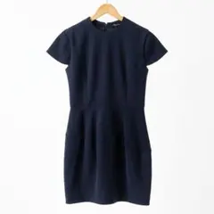 YOKO CHAN ワンピース フレンチスリーブ ヘムフレアドレス ネイビー S