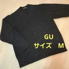 GU ジーユー ブラッシュドヤーンVネックセーター 長袖 M