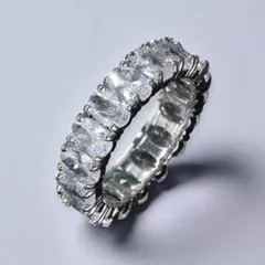 14号｜高見えフルエタニティリング｜シルバー｜CZダイヤモンド｜オーバル｜上品