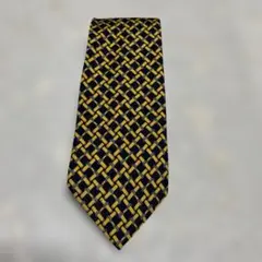 GUCCI ネイビー イエロー 格子模様 ネクタイ
