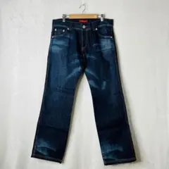 【希少】TOMMYGIRL ストレートデニム　メンズ　M トリコロール　革パッチのサムネイル