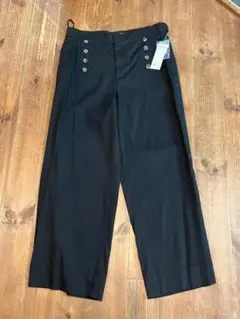 新品未使用★23区 セーラーパンツ 黒 ブラック 麻素材 46 XXL