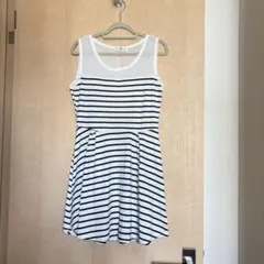 ノースリーブ 白黒 ボーダー ストライプ タンクトップ