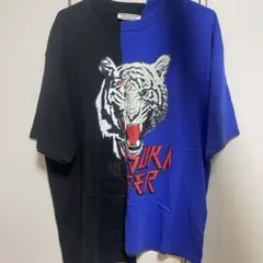 極美品 オニツカタイガー グラフィック半袖Tシャツ 黒&ダークグレー 