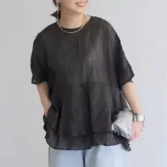 PUAL CE CIN （ピュアルセシン）ラミー 後ろリボン ペプラム ブラウスのサムネイル