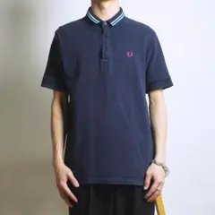 FRED PERRY 半袖ポロシャツ カジュアル ピンクネイビー/EZ149