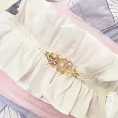 フリル帯飾り　帯締め　浴衣　着物　振袖　兵児帯　白　綿