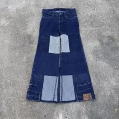 希少！一点物 再構築 リメイク ワイドデニム パンツ サイドジップ