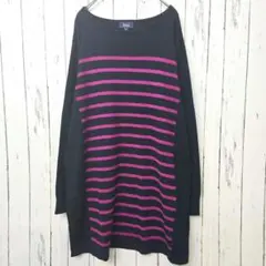 美品✨パート2　ジュンコシマダ　 3L ゆったり細魅せボーダーニットワンピース