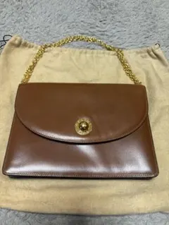CELINE ブラウン レザーショルダーバッグ ヴィンテージ
