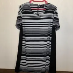 ストライプ 半袖 膝丈ワンピース