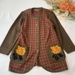 美品Toyoko Saito斉藤都世子花柄ポケットニットカーディガン　作品ルームのサムネイル