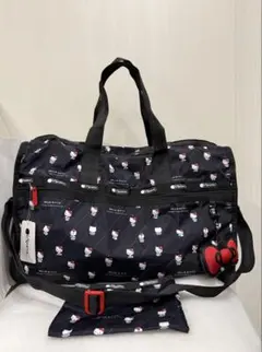 新品 レスポートサック ボストンバッグ ローズ＆ドット柄 黒 ピンク