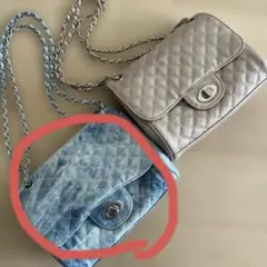 キルティング風デニムショルダーバッグ