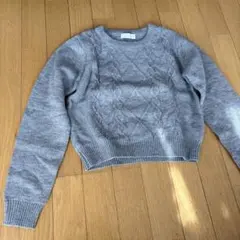 earth music&ecology ケーブルニット 長袖 グレー　クロプト丈