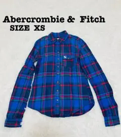 アバクロンビー&フィッチ チェックシャツ XS ブルー コットン[634]