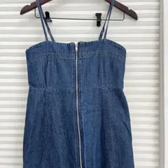 デニム ジッパー付き　キャミワンピース　ロングワンピース　L ワンピース
