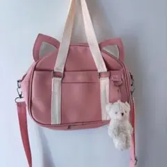 猫耳デザイン ピンクショルダーバッグ