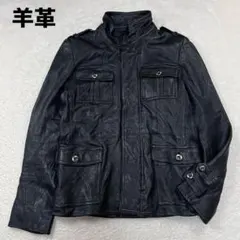 EURO STOCK 羊革 レザージャケット シワ加工 ブラック M