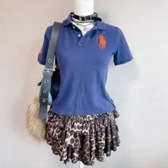 y2k 平成ギャル　ポロ　ラルフローレン　ポロシャツ　ビッグポニー　ピチT 紺