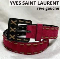 80s VINTAGE YSL FRANCE PINK LEATHER BELT