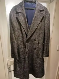 グレー系チェック ダブルブレスト コート