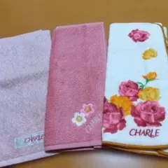 CHARLE 花柄 ピンクタオル3枚　新品