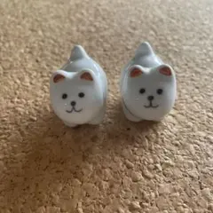 ハサミ焼き　犬の形 陶器製 箸置き 2個セット