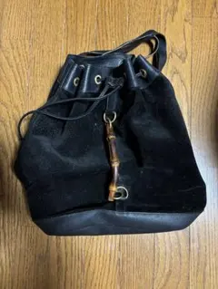 GUCCI バンブー　スエード　リュック　ドローストリング　バッグ　ブラック