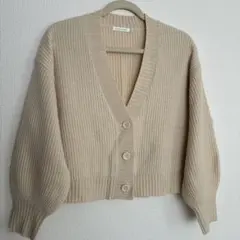 WEGO ベージュ リブ編み Vネック カーディガン