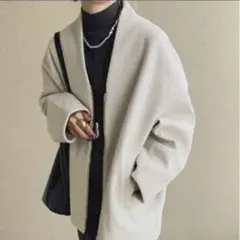 美品☆sakishima tokyo ノーカラーショートガウンコート アイボリー