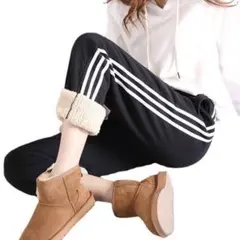 裏起毛 暖パン スウェット レディース ウエストゴム サイドライン 防風防寒