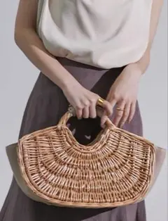 anuans エコレザーコンビカゴバッグ