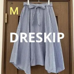 ❤︎DRESKIP❤︎ストライプ フレアスカート リボン付きM ウエストゴムのサムネイル
