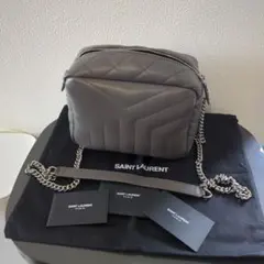 YSL レザーグレー ショルダーバッグ
