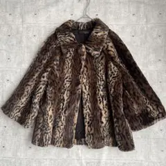 (ジャケット) フェイクファー 豹柄 　M アニマル　総柄　レオパード