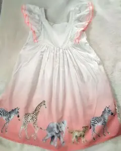 動物プリント ノースリーブ　ワンピース　綿　エイチアンドエム　134　リゾート