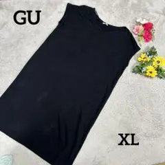 GU ジーユー ロングTシャツワンピース フレンチスリーブ 黒 XLサイズ