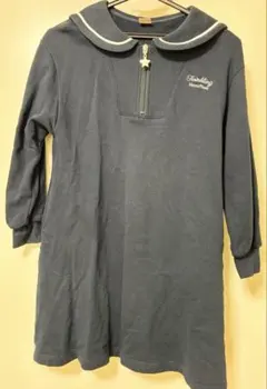 Mezzo Piano セーラー襟ワンピース 長袖 ネイビーSサイズ（140㎝）