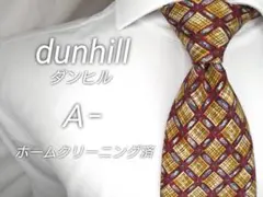 dunhill⑫ダンヒル ブランドネクタイ エンジ 羽フェザー チェックパターン