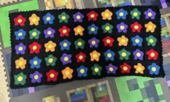 【3】カラフル花のブランケット　ハンドメイド