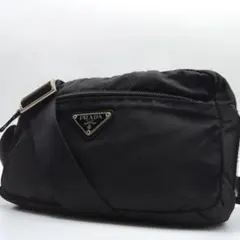 PRADA ショルダーバッグ ナイロン ブラック 三角ロゴ アイコン 白タグ