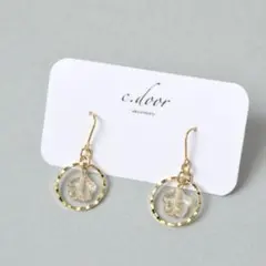 NO.727 ゴールドリングと星チェコビーズイヤリング/ピアス