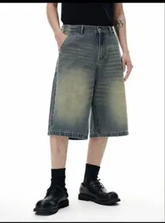 INFLATION デニム ハーフパンツ ブルー メンズ レディースのサムネイル