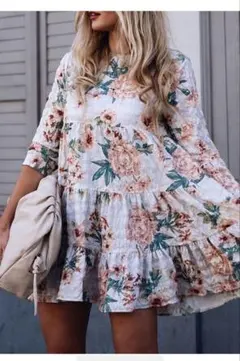 ZARA 花柄ワンピース チュニック M