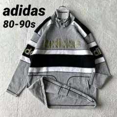 希少 80-90s adidas スウェット ビッグロゴ ハイネック デサント