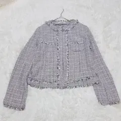 オンワード SHALLFOR 9号 ツイードジャケット フリンジ 卒業式 入学式