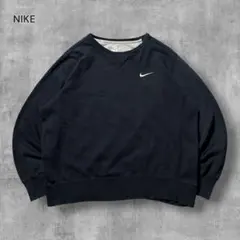 2830 古着NIKEナイキスウェットワンポイント刺繍ロゴ短丈フェード墨黒XL
