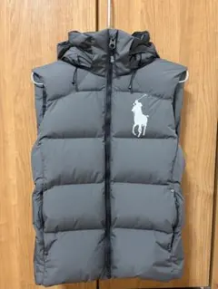 POLORalphLauren ラルフローレン Sグレー フード付ダウンベスト